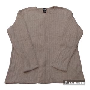 Rafaella sweater Lg knitted tan lambswool mohair & nylon long sleeve super soft